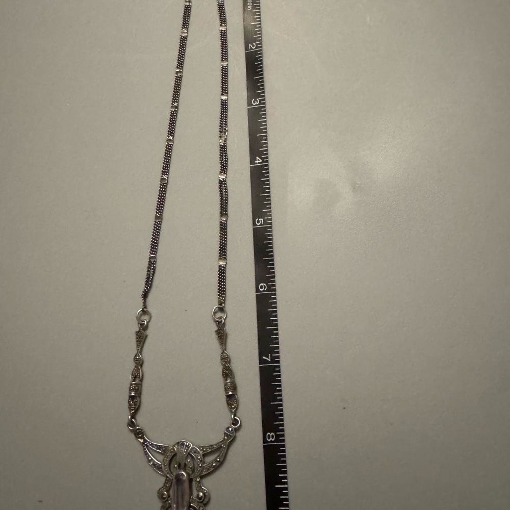 Elegant sterling silver and amethyst necklace. Rare and antique - Picture 5 of 10